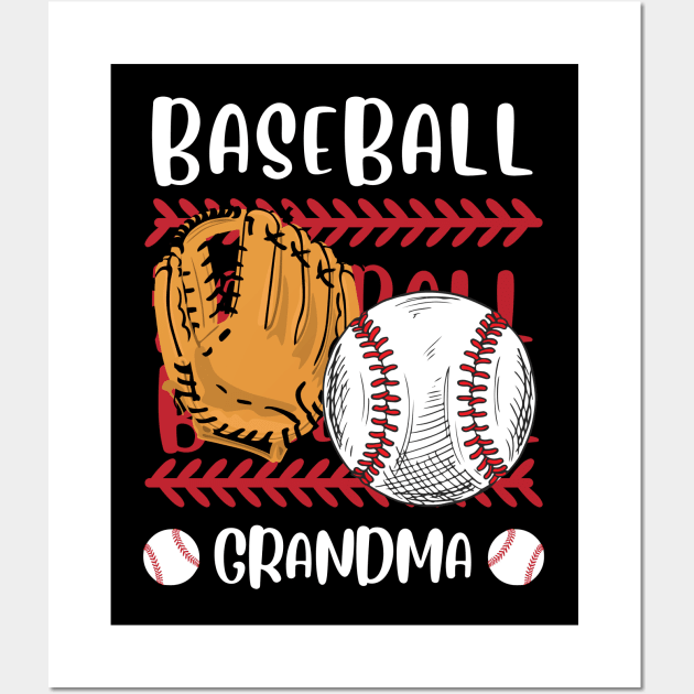 My Favorite Baseball Player Calls Me Grandma Gift for Baseball Grandma Wall Art by BoogieCreates